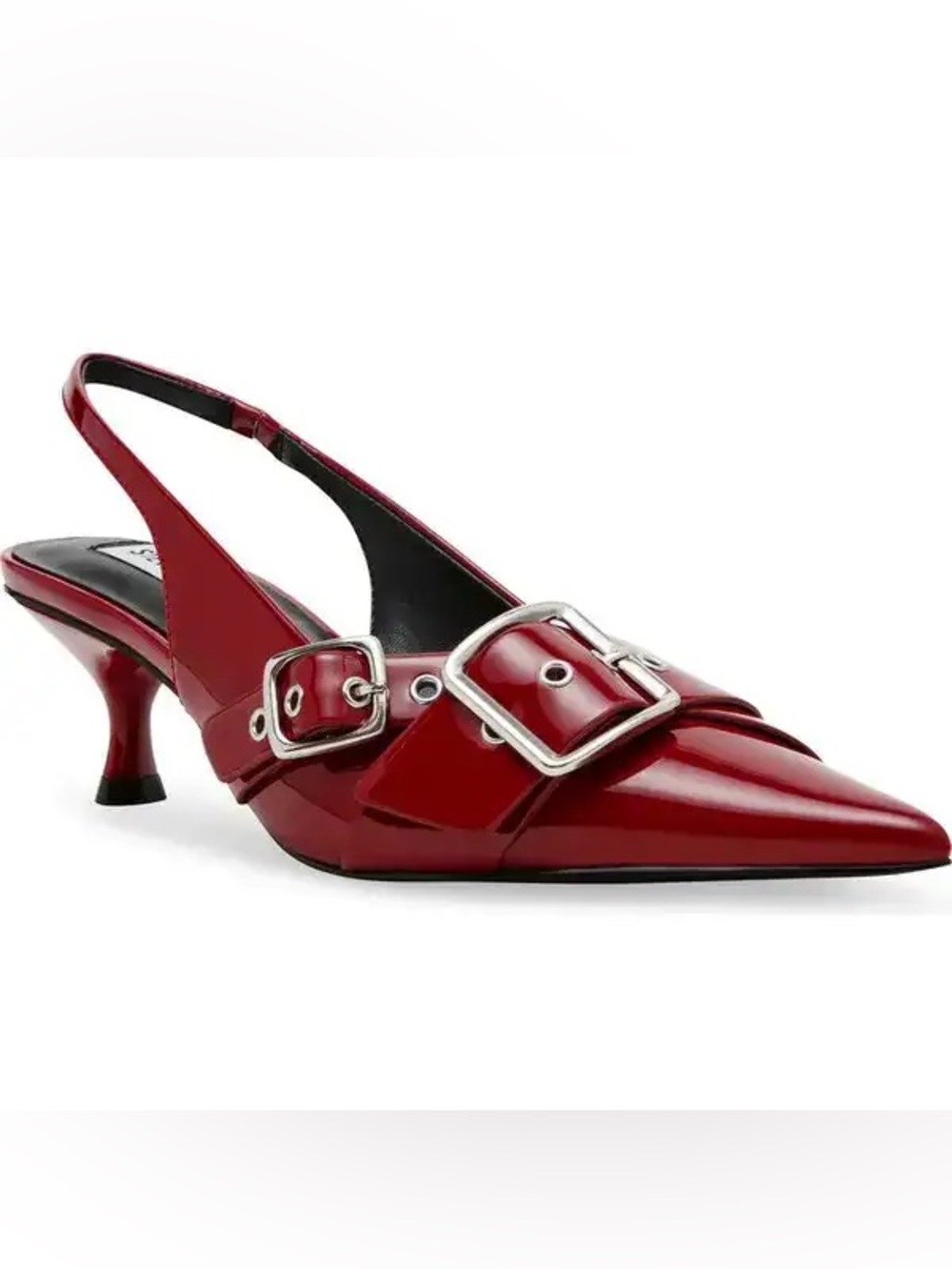 Steve Madden Lezley Kitten Heel Slingback Pump Red Patent Size 8.5